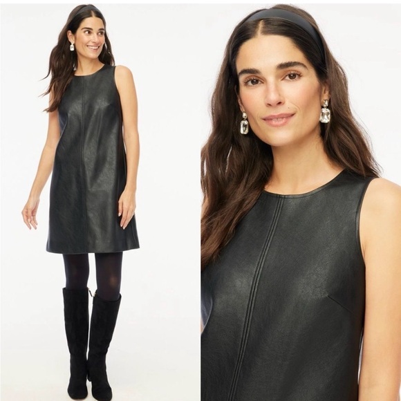 J. Crew Factory Dresses & Skirts - NWT J Crew Factory Black Faux-leather shift dress Size 8